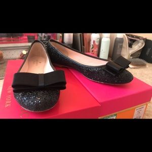 EUC Kate Spade Wiloma Black Glitter Flat. Size 8